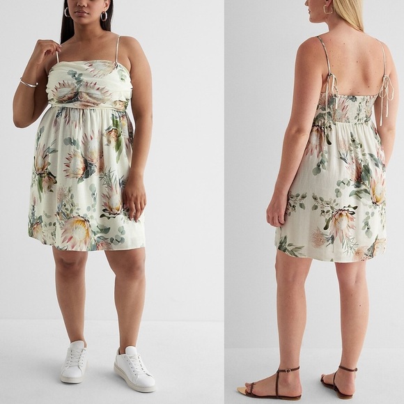 Linen Floral Sundress Babydoll Mini Dress Garden Pastel Baby shower Wedding L - Picture 3 of 13